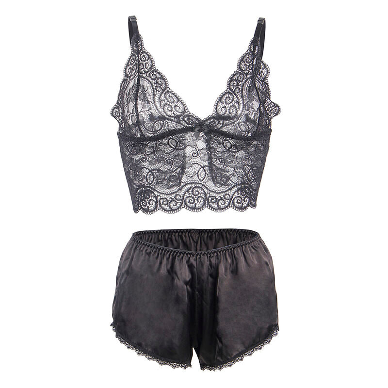 Subblime953911 Silk And Lace Nightgown + Panties Black S/M | Niks.fi verkkokauppa
