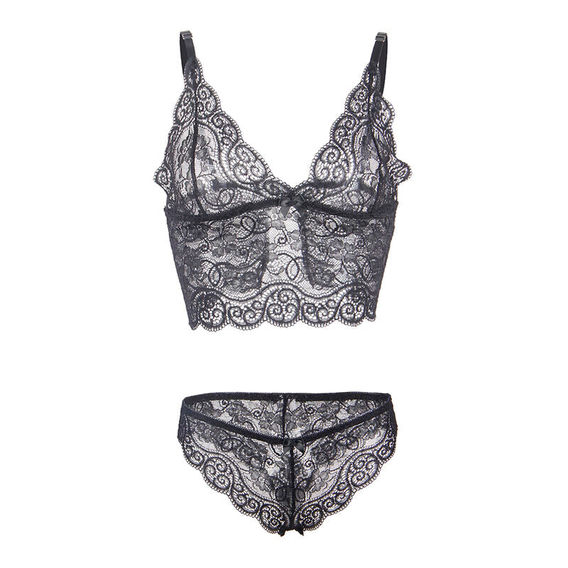 Subblime953911 Silk And Lace Nightgown + Panties Black S/M | Niks.fi verkkokauppa