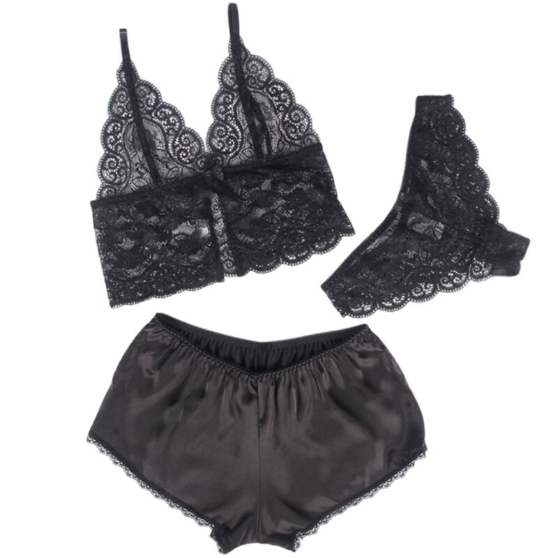 Subblime953911 Silk And Lace Nightgown + Panties Black S/M | Niks.fi verkkokauppa