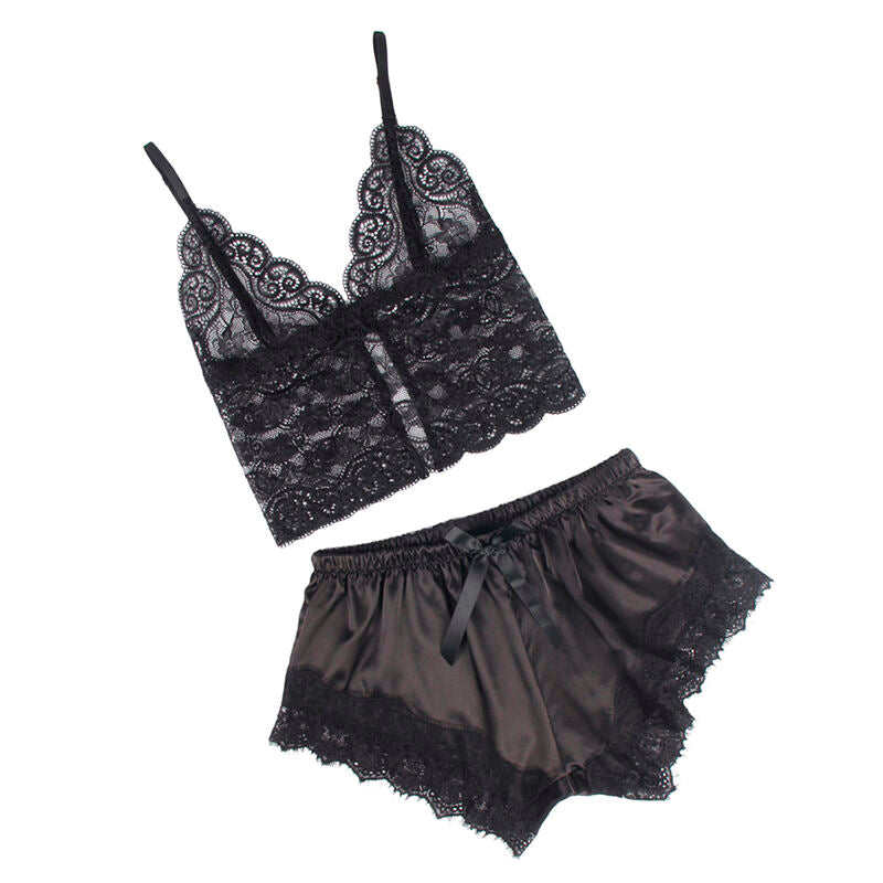 Subblime953942 Casual Silk Nightgown + Lace Pants Black L/Xl | Niks.fi verkkokauppa