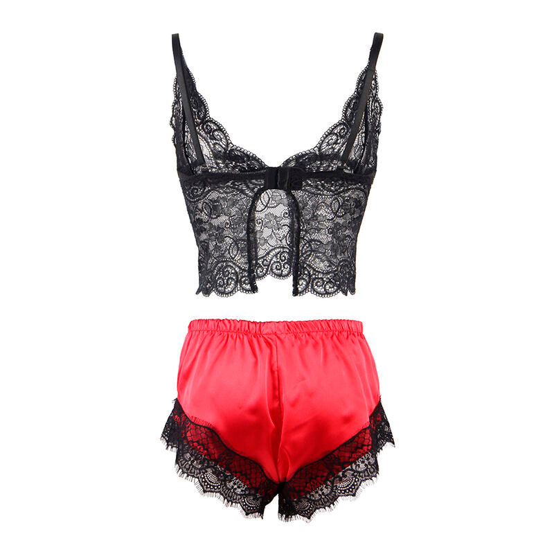 Subblime953966 Casual Silk Nightgown + Lace Pants Black/Red L/Xl | Niks.fi verkkokauppa