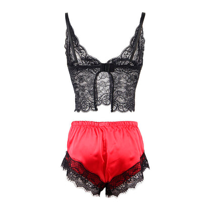 Subblime953966 Casual Silk Nightgown + Lace Pants Black/Red L/Xl | Niks.fi verkkokauppa