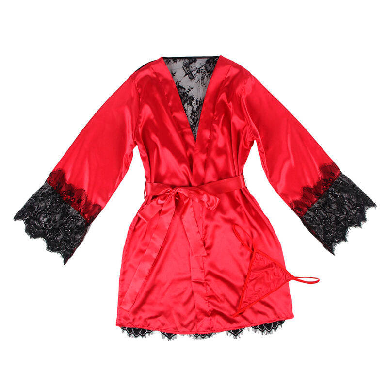 Subblime954024 Lace Sheer Back Camisole + Thong Red/Black L/Xl | Niks.fi verkkokauppa