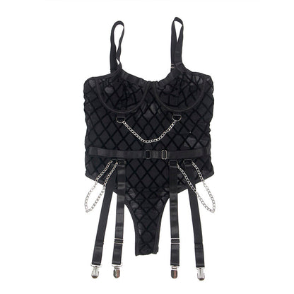 Subblime954260 Body With Chains + Garter Belt Black S/M | Niks.fi verkkokauppa