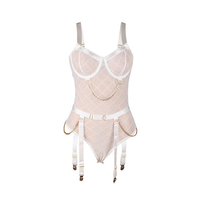 Subblime954284 Body With Chains + Garter Belt White S/M | Niks.fi verkkokauppa