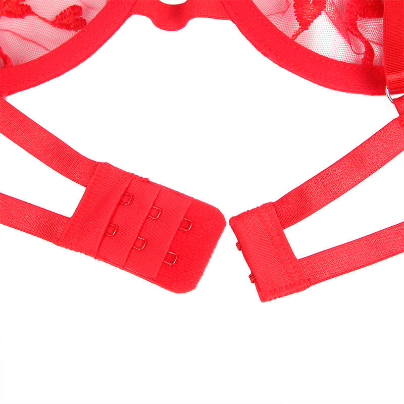 Subblime954338 Heart Print Bra + Thong + Garter Belt Red L/Xl | Niks.fi verkkokauppa