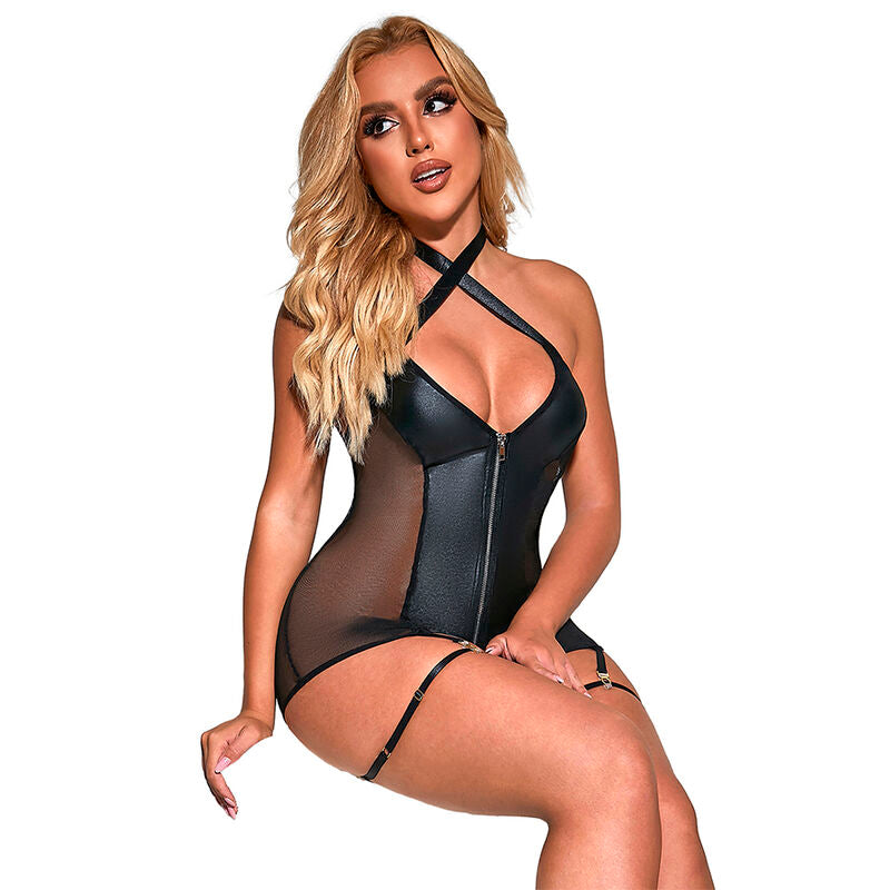 Subblime954444 Sexy Mesh Dress Leather Black S/M | Niks.fi verkkokauppa