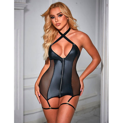 Subblime954451 Sexy Mesh Dress Leather Black L/Xl | Niks.fi verkkokauppa