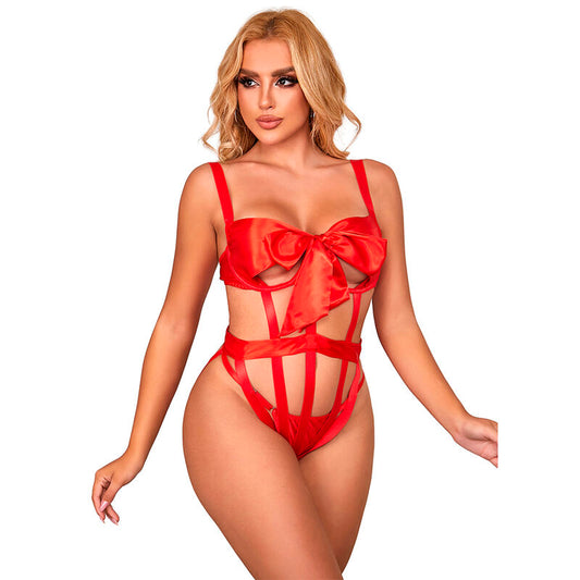 Subblime954468 Sexy Openwork Body With Bow Red S/M | Niks.fi verkkokauppa