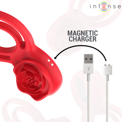 Intensegail Stimulator Rose 10 Vibrations Red Remote Control | Niks.fi verkkokauppa
