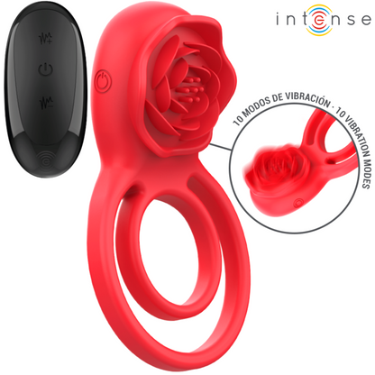 Intensegail Stimulator Rose 10 Vibrations Red Remote Control | Niks.fi verkkokauppa