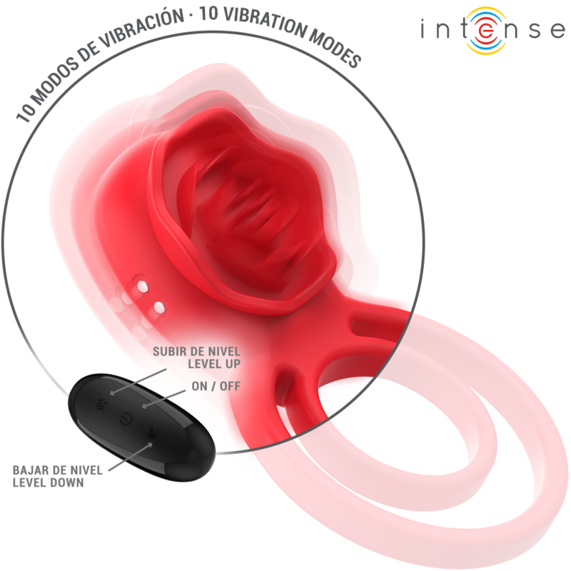 Intensegail Stimulator Rose 10 Vibrations Red Remote Control | Niks.fi verkkokauppa