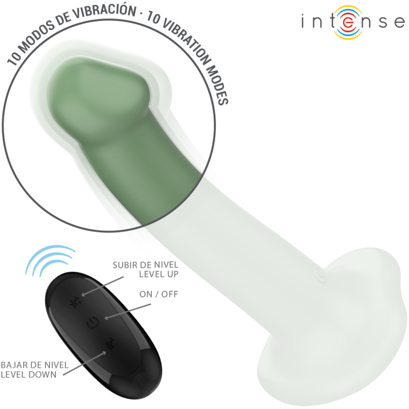 Intensebecca Vibrator With Suction Cup 10 Vibrations Green Remote Control | Niks.fi verkkokauppa