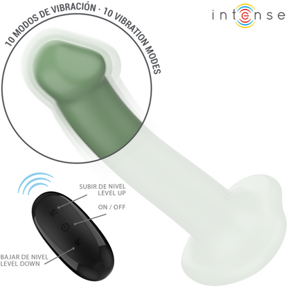 Intensebecca Vibrator With Suction Cup 10 Vibrations Green Remote Control | Niks.fi verkkokauppa