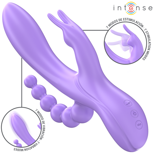 Intensemiko Triple Vibrator Rabbit & Stimulator & Anal 7 Vibrations Purple | Niks.fi verkkokauppa