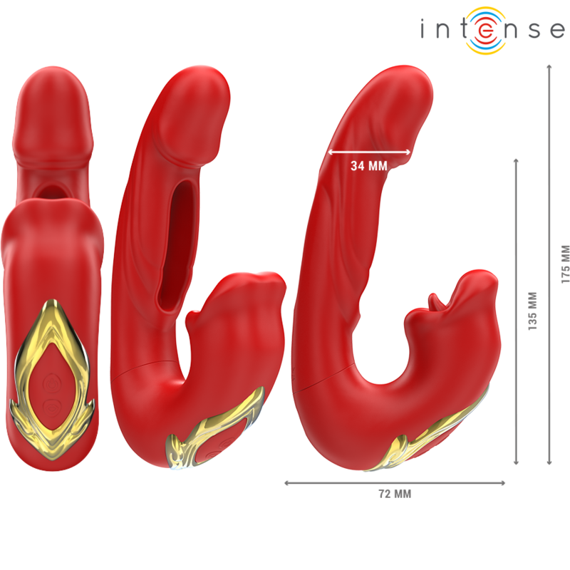 Intensenathy Double Vibrator With Multifunction Stimulating Mouth Red | Niks.fi verkkokauppa