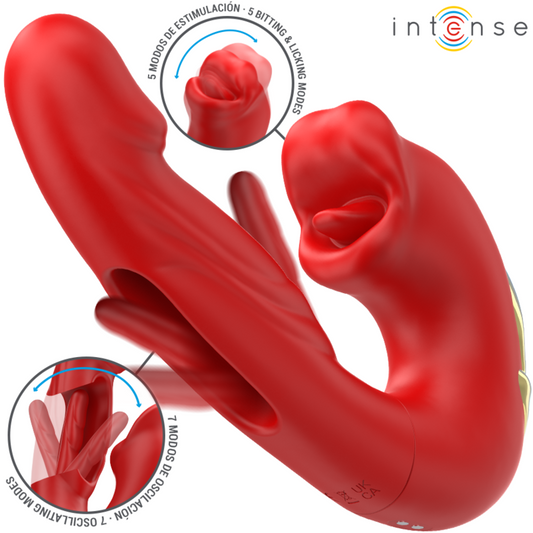 Intensenathy Double Vibrator With Multifunction Stimulating Mouth Red | Niks.fi verkkokauppa