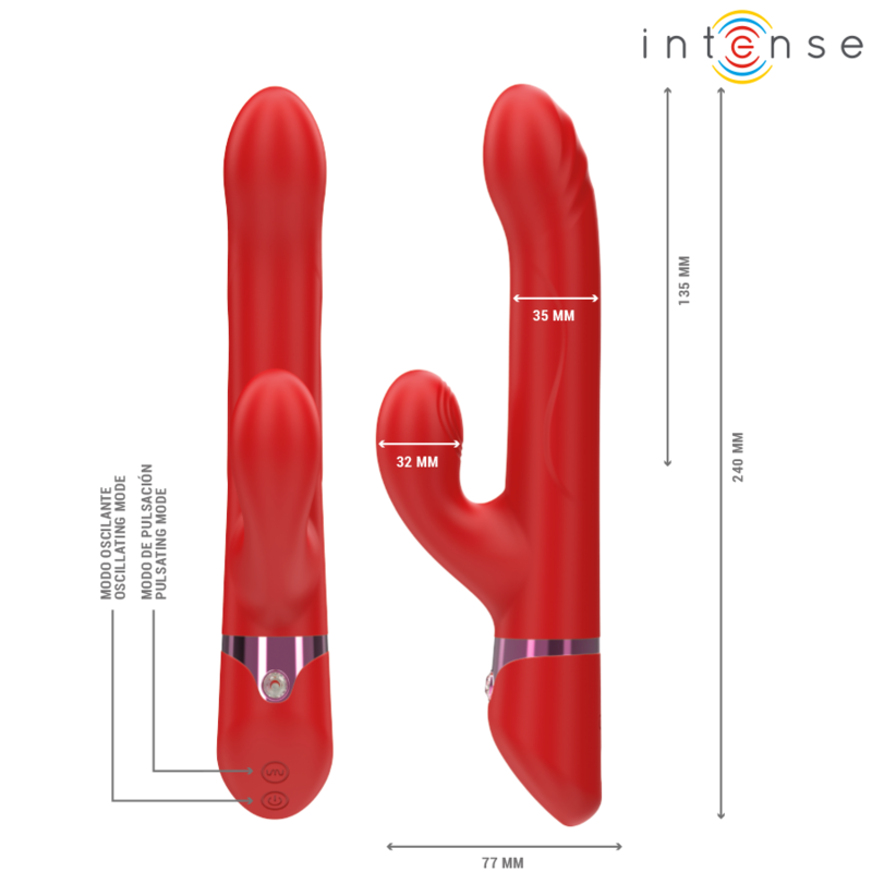 Intenselele Multifunction Vibrator Rotating & Oscillation & Stimulation Red | Niks.fi verkkokauppa