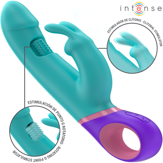Intensemonica Rabbit Vibrator With Rotating G-Spot Stimulator Blue | Niks.fi verkkokauppa
