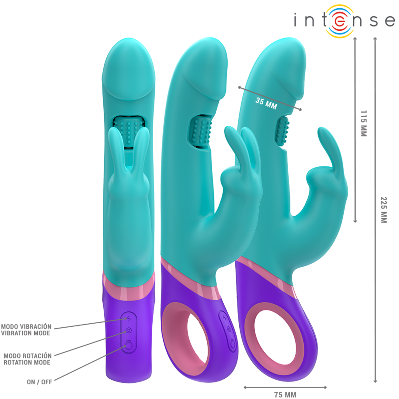 Intensemonica Rabbit Vibrator With Rotating G-Spot Stimulator Blue | Niks.fi verkkokauppa
