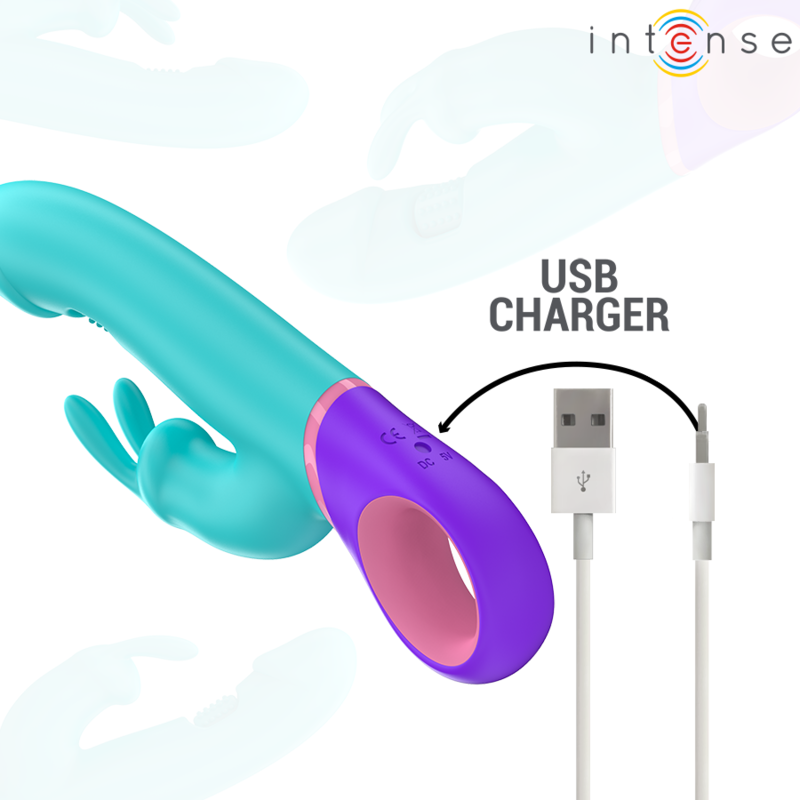 Intensemonica Rabbit Vibrator With Rotating G-Spot Stimulator Blue | Niks.fi verkkokauppa