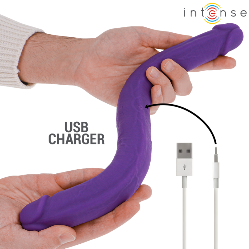Intensegunter Dildo Double Vibrator 40 Cm Purple Remote Control | Niks.fi verkkokauppa