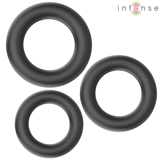 Intensehugh 3 Basic Silicone Penis Rings Black | Niks.fi verkkokauppa