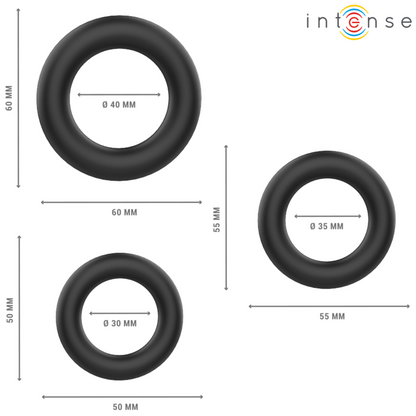 Intensehugh 3 Basic Silicone Penis Rings Black | Niks.fi verkkokauppa