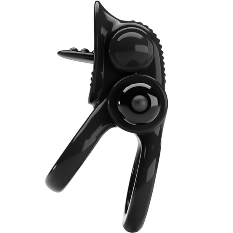 Passionate Ring Double Vibrating Ring + Clitoris Stimulator Black | Niks.fi verkkokauppa