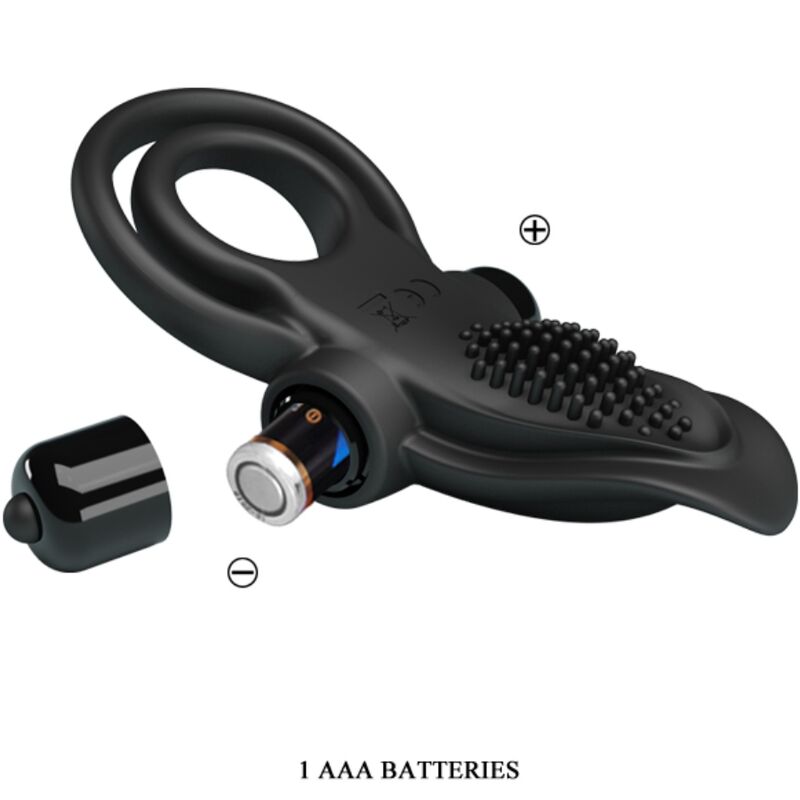 Double Vibrating Ring + Clitoris Stimulator 10 Vibrations Black | Niks.fi verkkokauppa