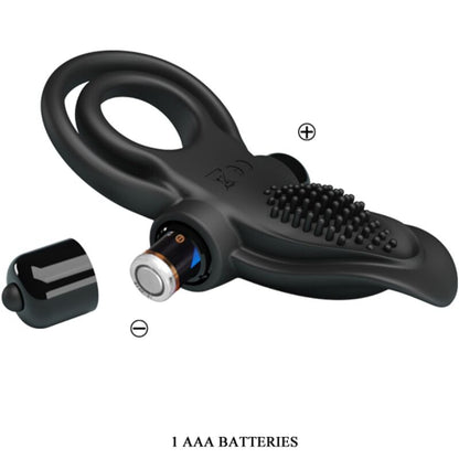 Double Vibrating Ring + Clitoris Stimulator 10 Vibrations Black | Niks.fi verkkokauppa