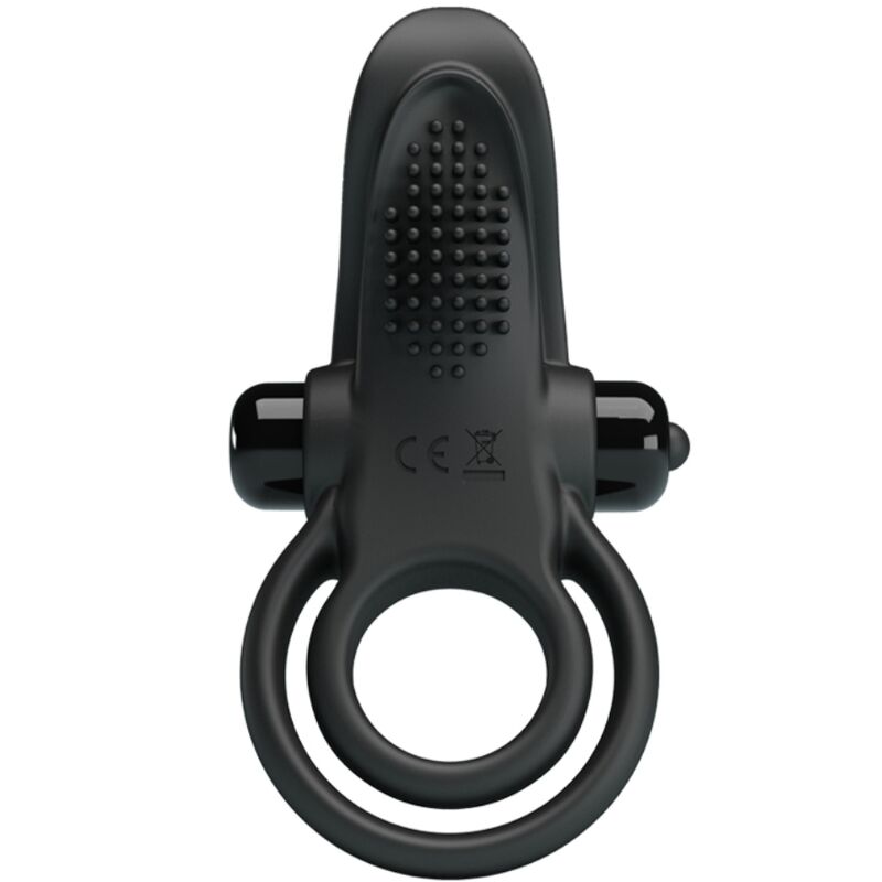 Double Vibrating Ring + Clitoris Stimulator 10 Vibrations Black | Niks.fi verkkokauppa