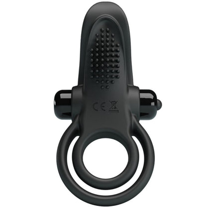 Double Vibrating Ring + Clitoris Stimulator 10 Vibrations Black | Niks.fi verkkokauppa