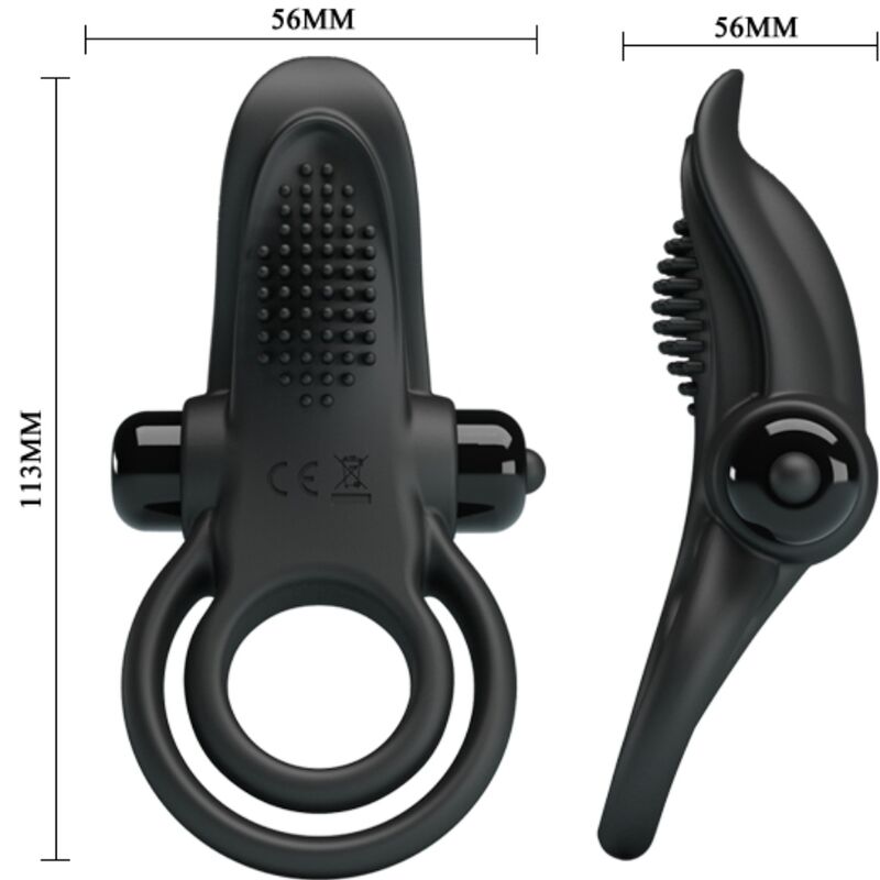 Double Vibrating Ring + Clitoris Stimulator 10 Vibrations Black | Niks.fi verkkokauppa