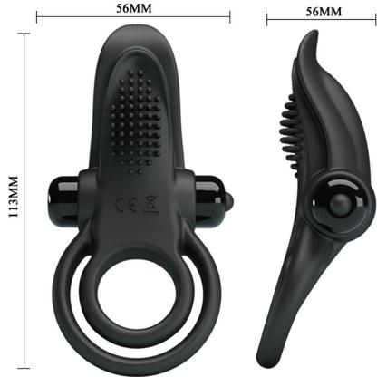 Double Vibrating Ring + Clitoris Stimulator 10 Vibrations Black | Niks.fi verkkokauppa