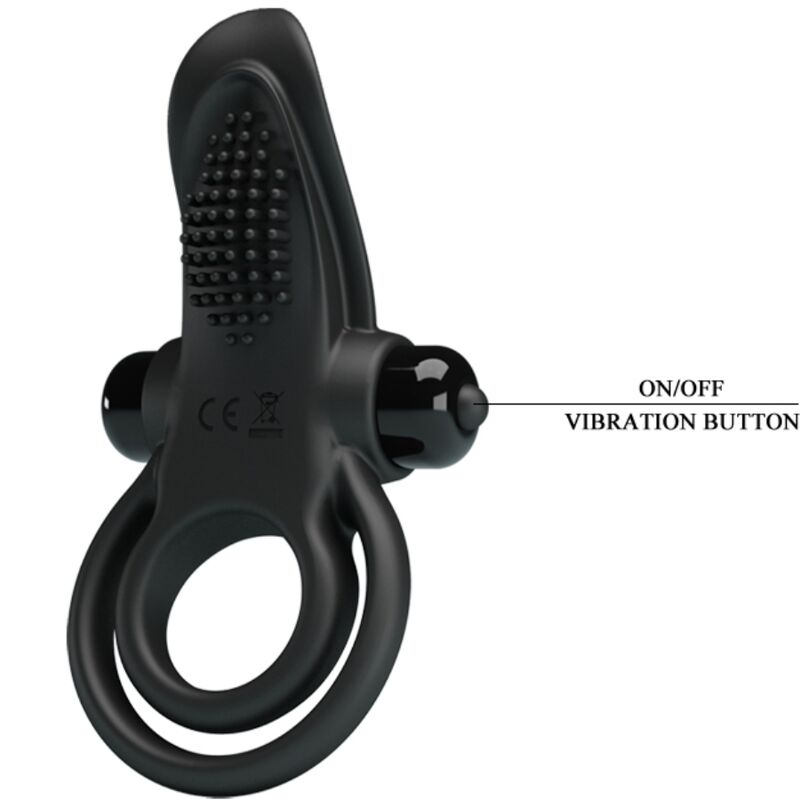 Double Vibrating Ring + Clitoris Stimulator 10 Vibrations Black | Niks.fi verkkokauppa