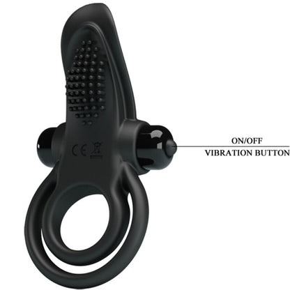 Double Vibrating Ring + Clitoris Stimulator 10 Vibrations Black | Niks.fi verkkokauppa
