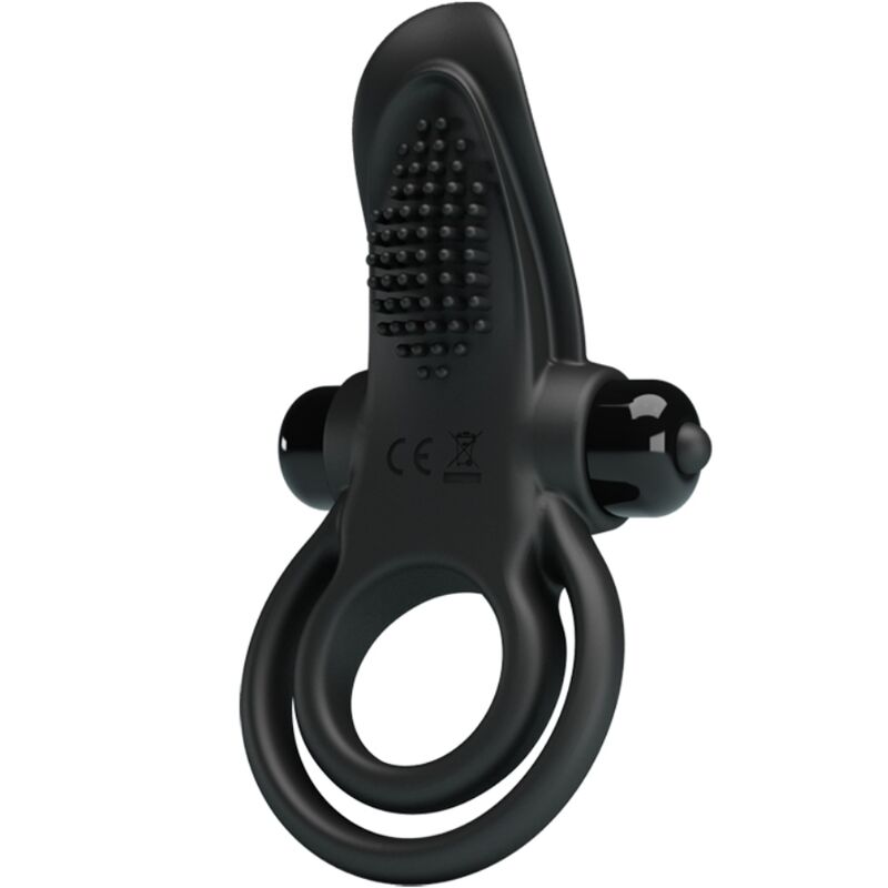Double Vibrating Ring + Clitoris Stimulator 10 Vibrations Black | Niks.fi verkkokauppa