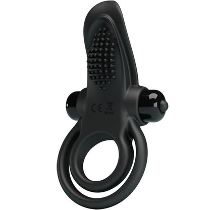 Double Vibrating Ring + Clitoris Stimulator 10 Vibrations Black | Niks.fi verkkokauppa