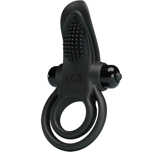 Double Vibrating Ring + Clitoris Stimulator 10 Vibrations Black | Niks.fi verkkokauppa
