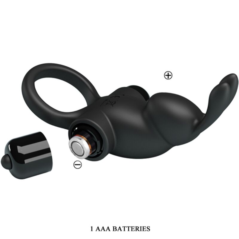 Vibrating Ring + Rabbit Clitoris Stimulator 10 Vibrations Black | Niks.fi verkkokauppa