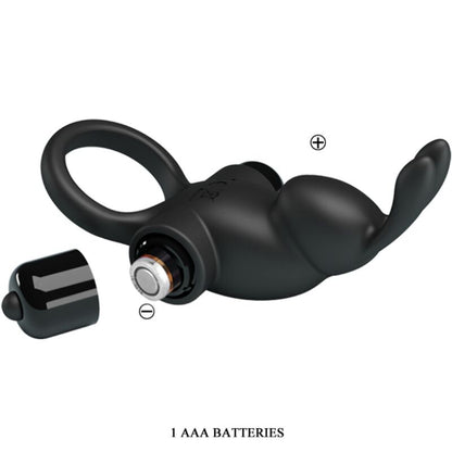 Vibrating Ring + Rabbit Clitoris Stimulator 10 Vibrations Black | Niks.fi verkkokauppa