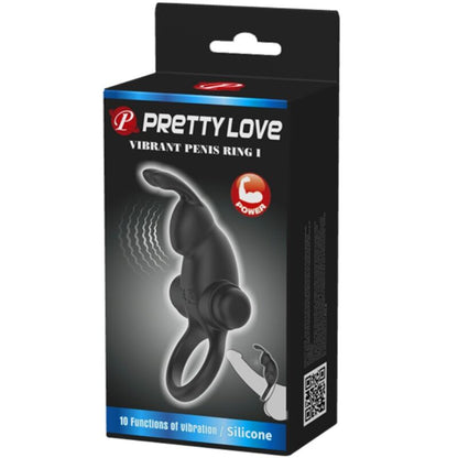 Vibrating Ring + Rabbit Clitoris Stimulator 10 Vibrations Black | Niks.fi verkkokauppa