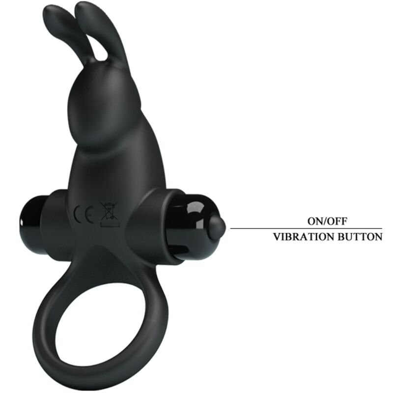 Vibrating Ring + Rabbit Clitoris Stimulator 10 Vibrations Black | Niks.fi verkkokauppa