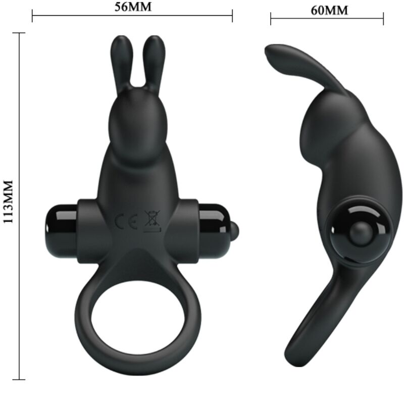 Vibrating Ring + Rabbit Clitoris Stimulator 10 Vibrations Black | Niks.fi verkkokauppa
