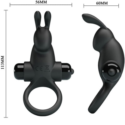 Vibrating Ring + Rabbit Clitoris Stimulator 10 Vibrations Black | Niks.fi verkkokauppa
