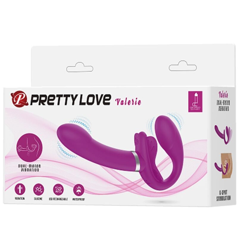 Valerie Double Strap-On Vibrator 12 Vibrations Purple | Niks.fi verkkokauppa