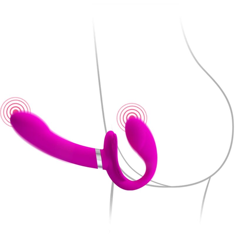 Valerie Double Strap-On Vibrator 12 Vibrations Purple | Niks.fi verkkokauppa