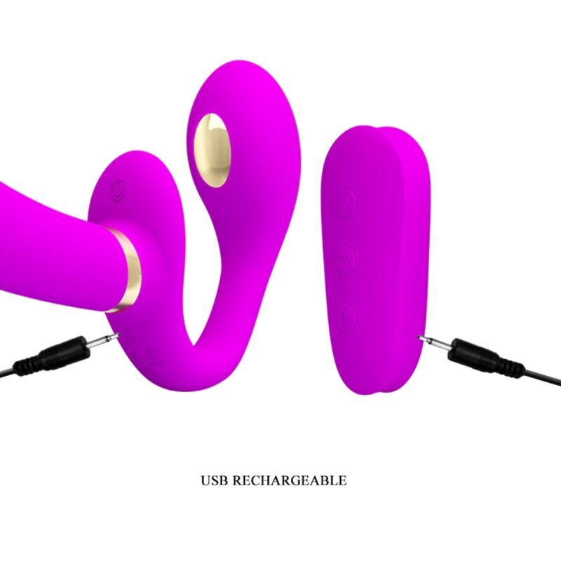 Thunderbird Double Strap-On Vibrator Remote Control Purple | Niks.fi verkkokauppa