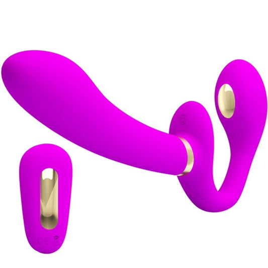 Thunderbird Double Strap-On Vibrator Remote Control Purple | Niks.fi verkkokauppa